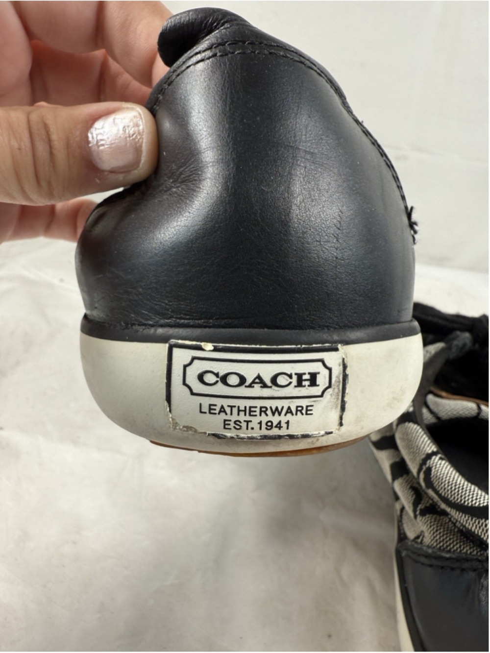 Canvas Coach Barrett Sneakers Size 10 B womens, black/gray logo - Picture 13 of 15